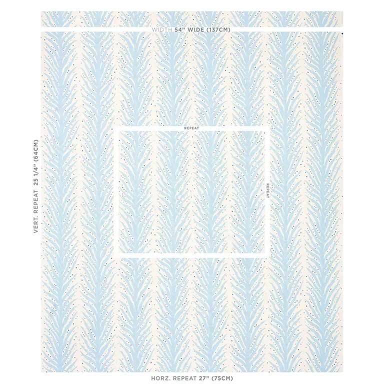Schumacher 179480 Creeping Fern Print Slumber Blue fabric swatch