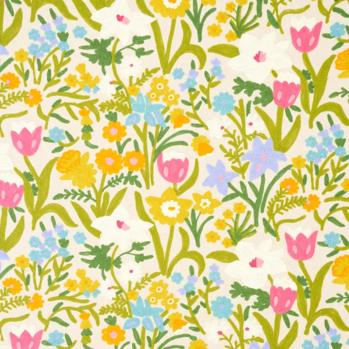 Schumacher 78291 Crewel Garden Multi fabric swatch