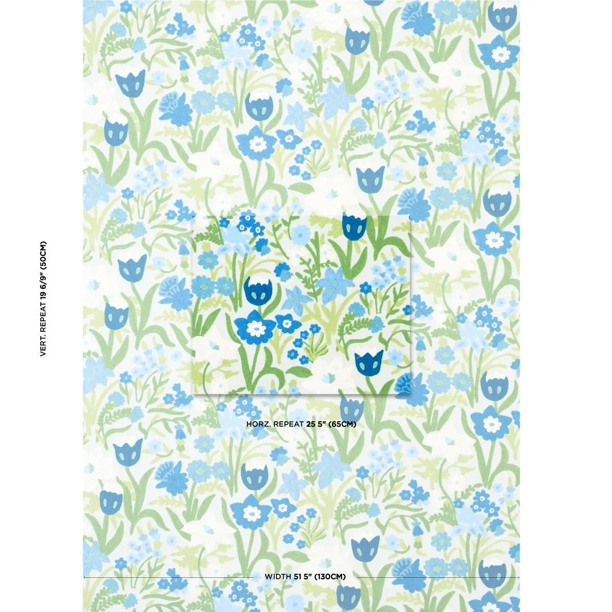 Schumacher 78290 Crewel Garden Sky fabric swatch