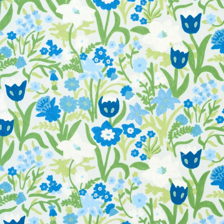 Schumacher 78290 Crewel Garden Sky fabric swatch