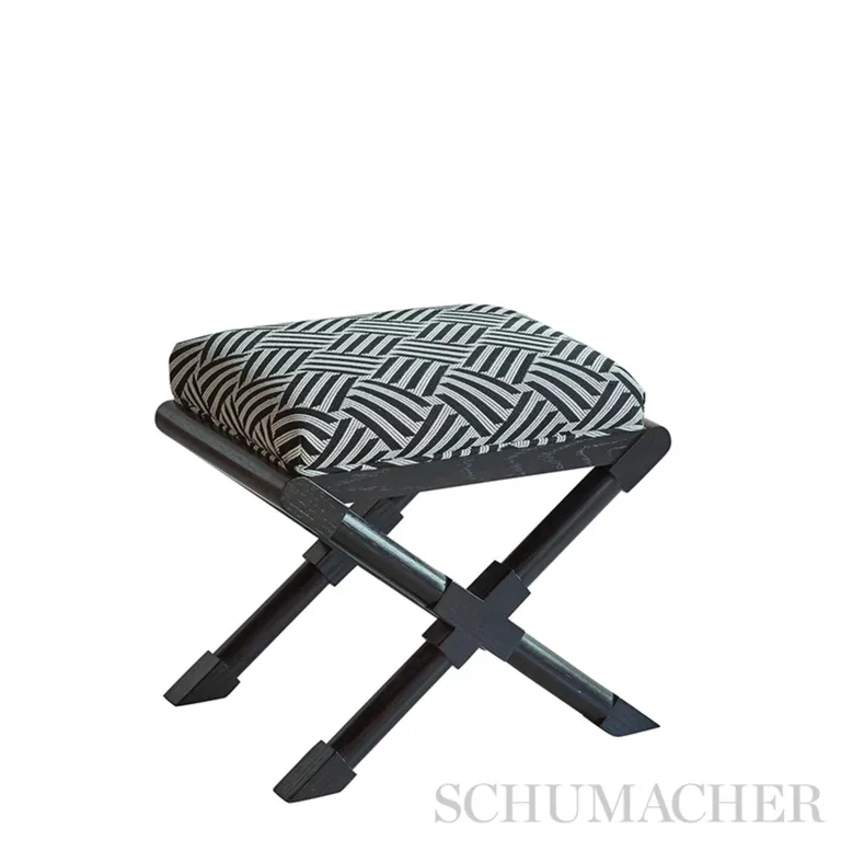 Schumacher 73451 Cross Hatch Black fabric swatch