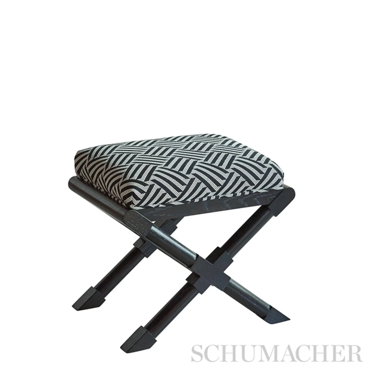 Schumacher 73451 Cross Hatch Black fabric swatch