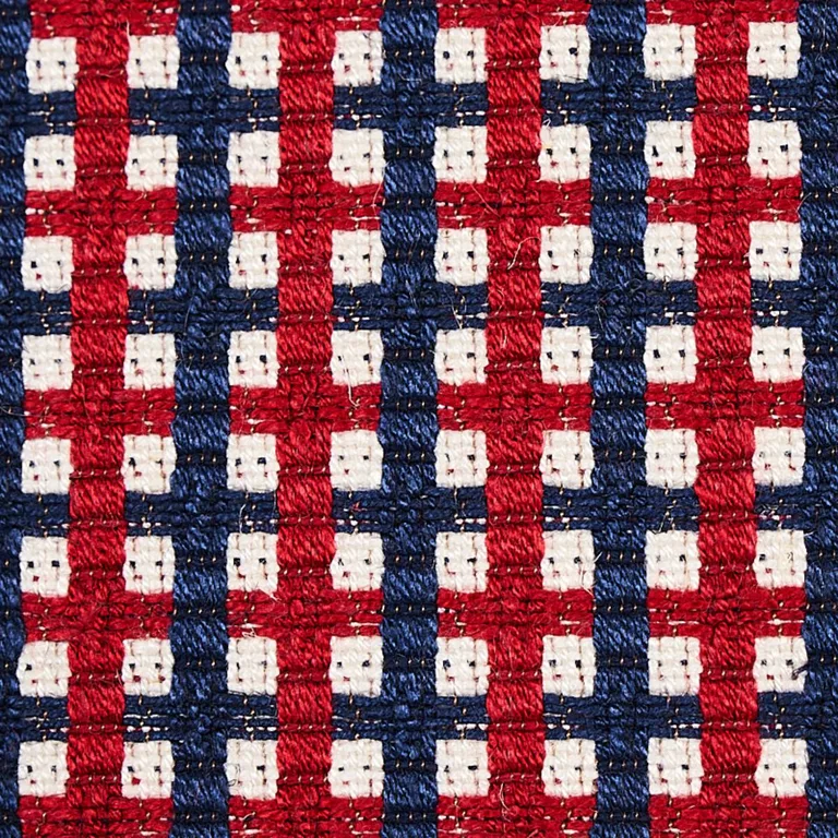 Schumacher 70395 Crosstown Red/Navy fabric swatch