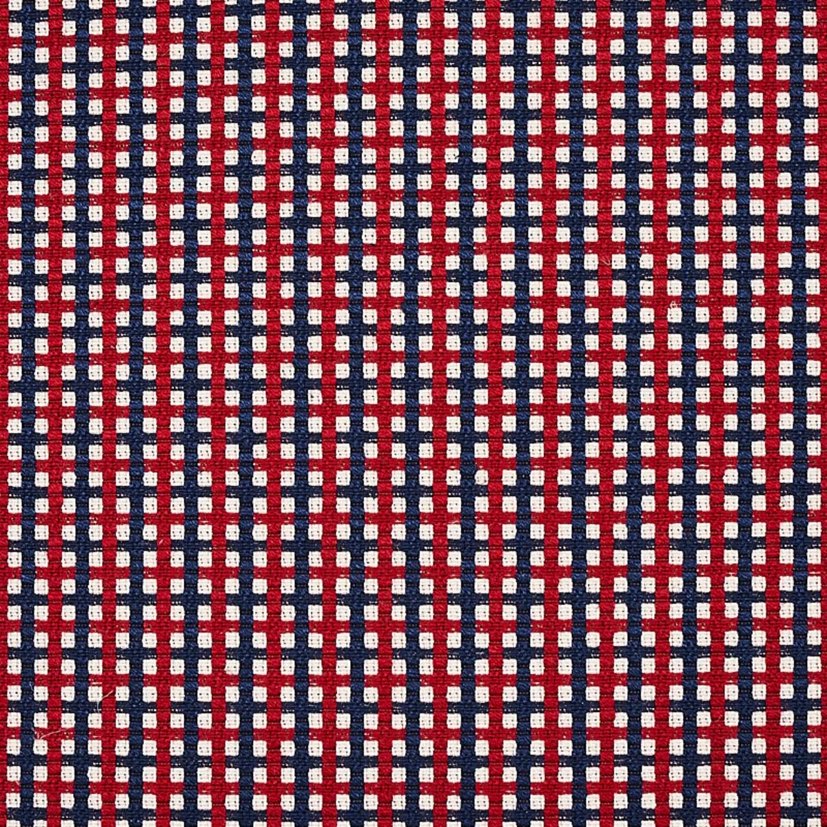 Schumacher 70395 Crosstown Red/Navy fabric swatch