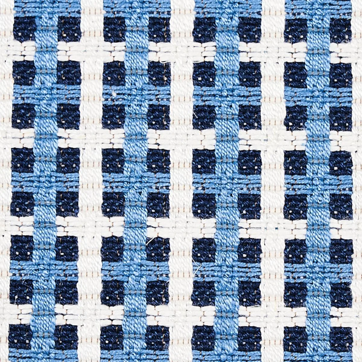 Schumacher 70394 Crosstown Tile Blue fabric swatch