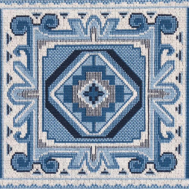 Schumacher 81330 Crowley éPinglé Blue fabric swatch