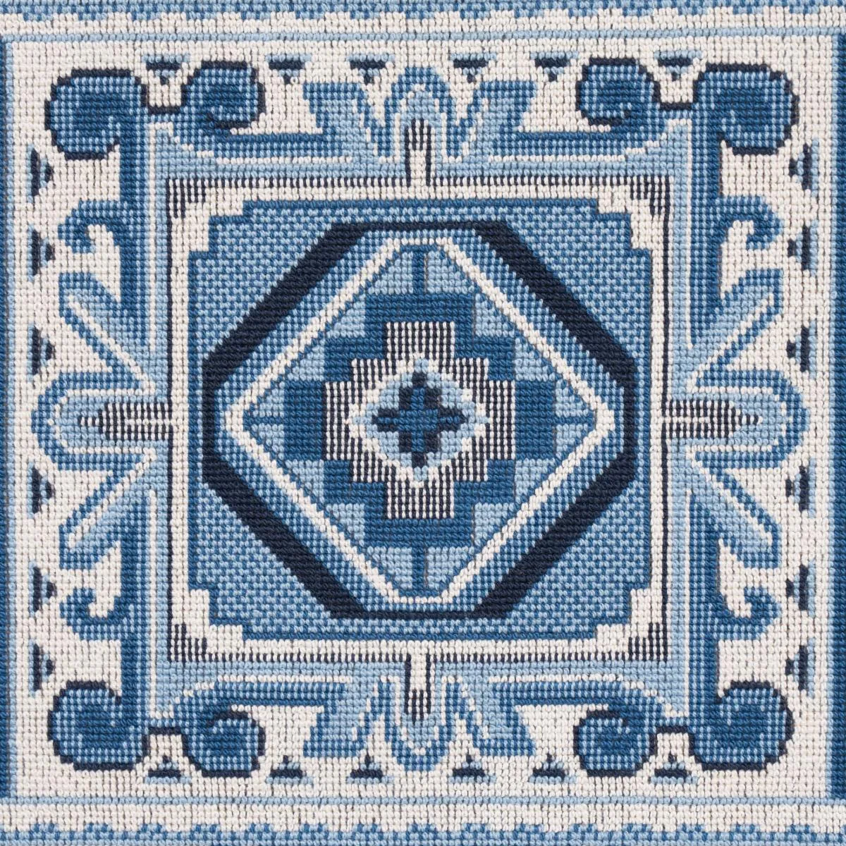 Schumacher 81330 Crowley éPinglé Blue fabric swatch