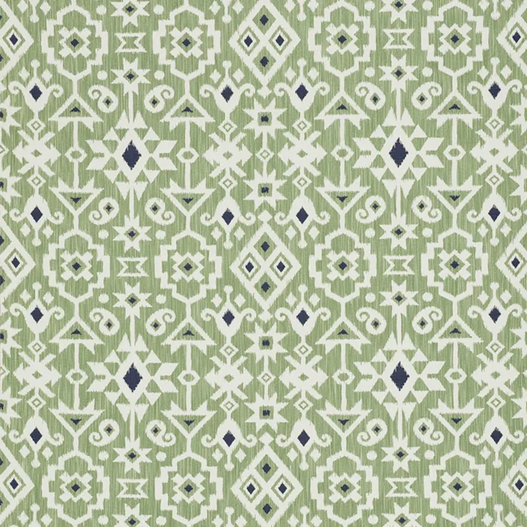 Schumacher 76522 Crusoe Ikat Green fabric swatch