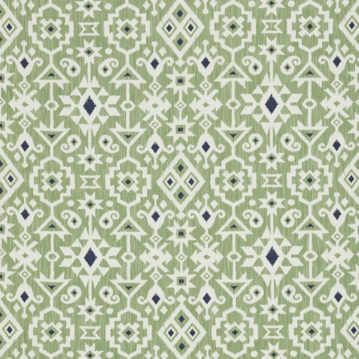 Schumacher 76522 Crusoe Ikat Green fabric swatch