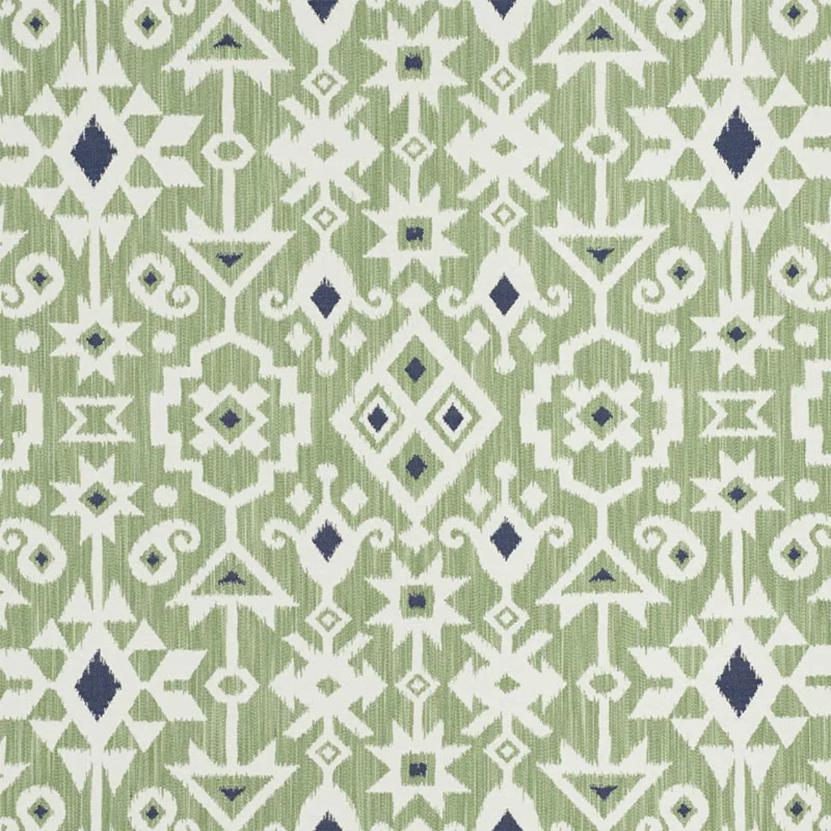 Schumacher 76522 Crusoe Ikat Green fabric swatch