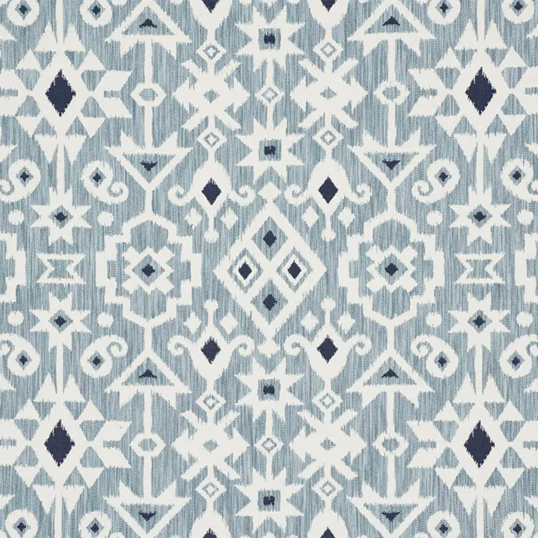 Schumacher 76521 Crusoe Ikat Sky fabric swatch