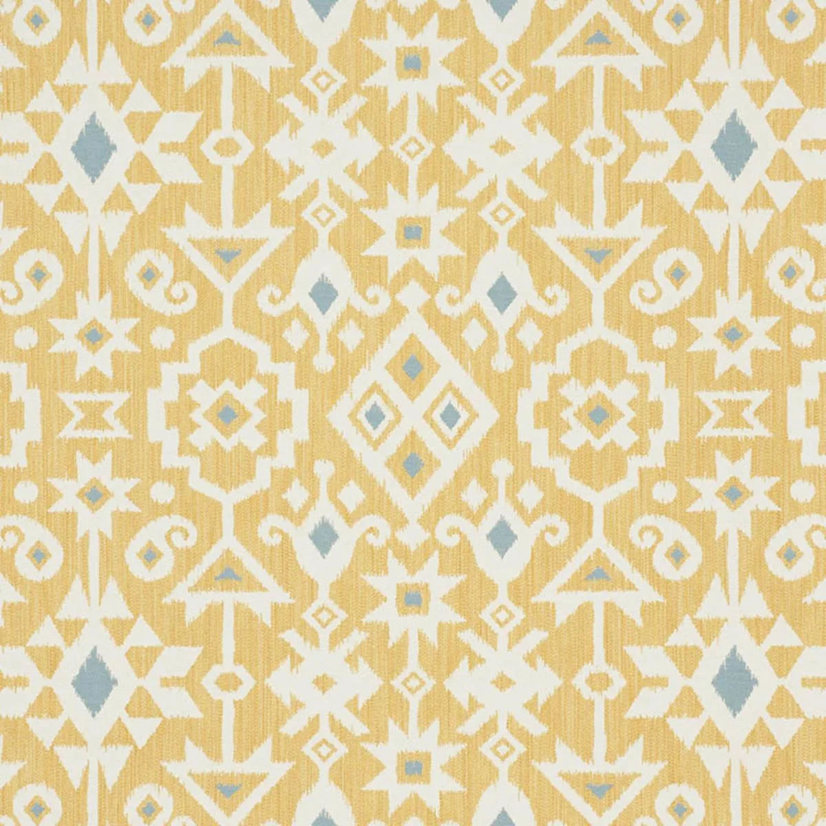 Schumacher 76523 Crusoe Ikat Yellow fabric swatch