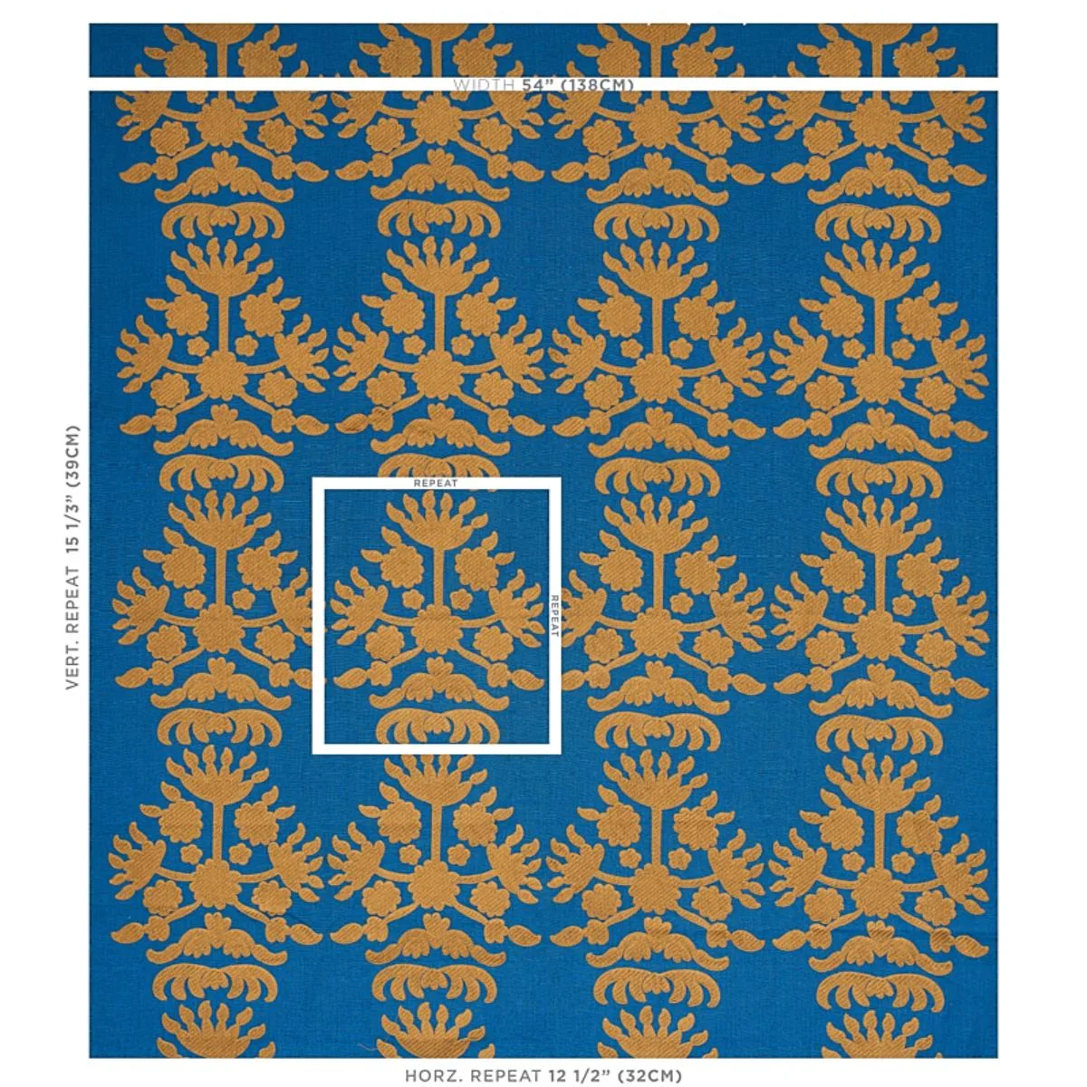 Schumacher 79470 Cybele Embroidery Blue fabric swatch
