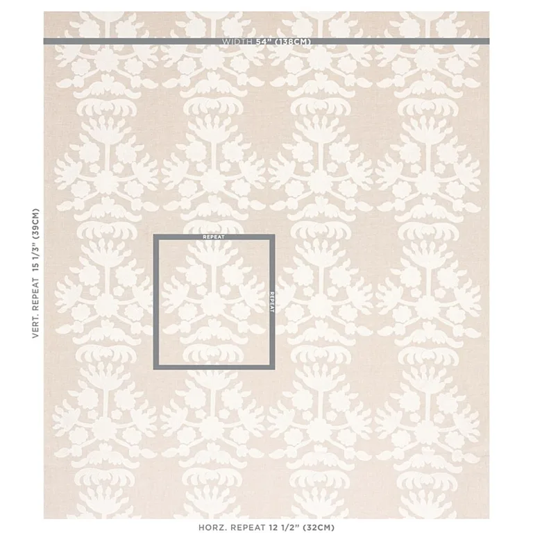 Schumacher 79472 Cybele Embroidery Natural fabric swatch