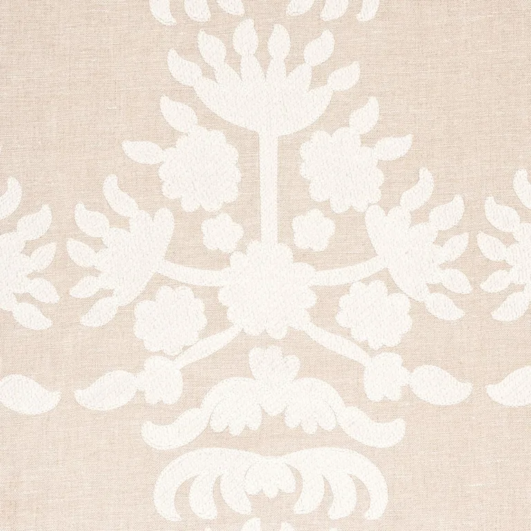 Schumacher 79472 Cybele Embroidery Natural fabric swatch
