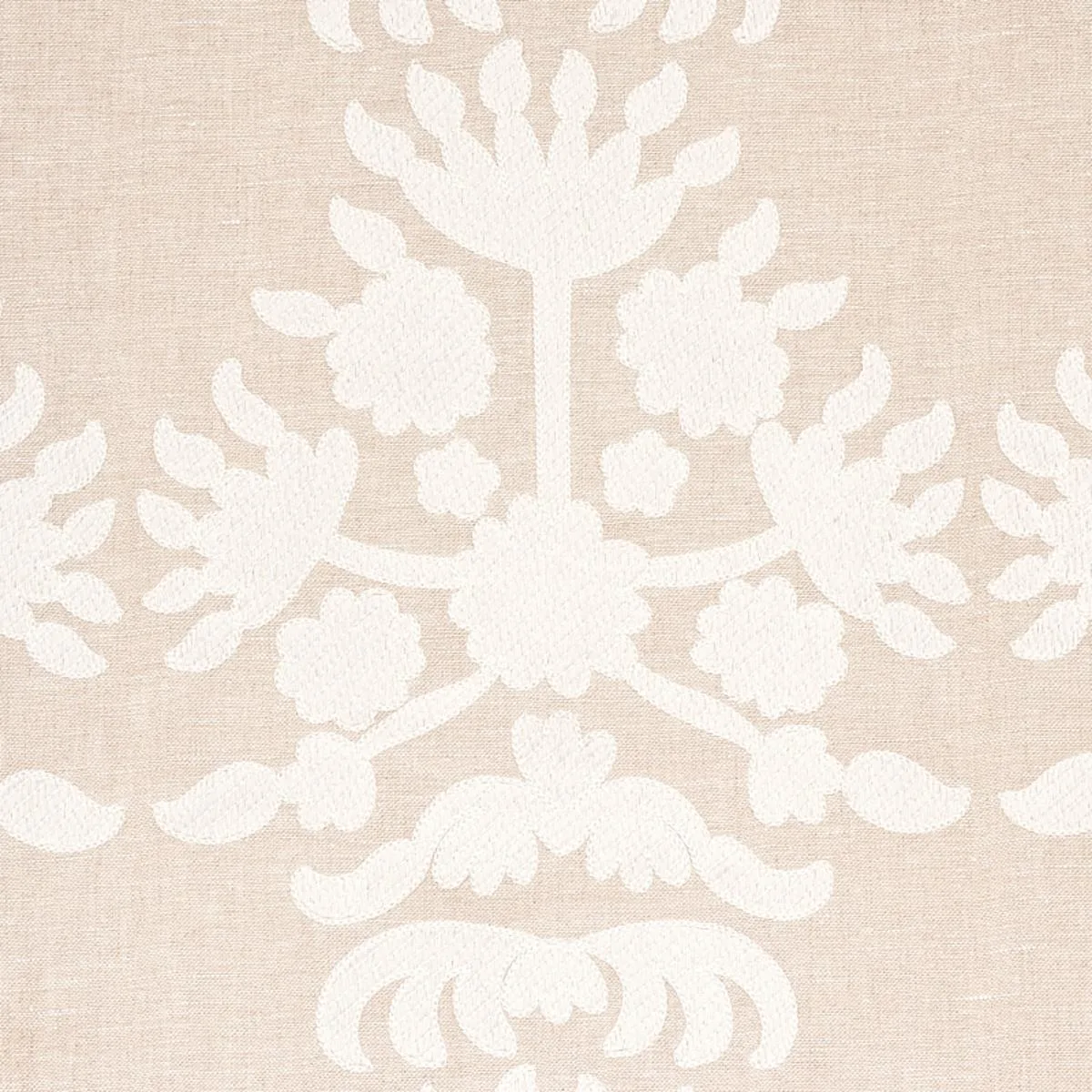 Schumacher 79472 Cybele Embroidery Natural fabric swatch
