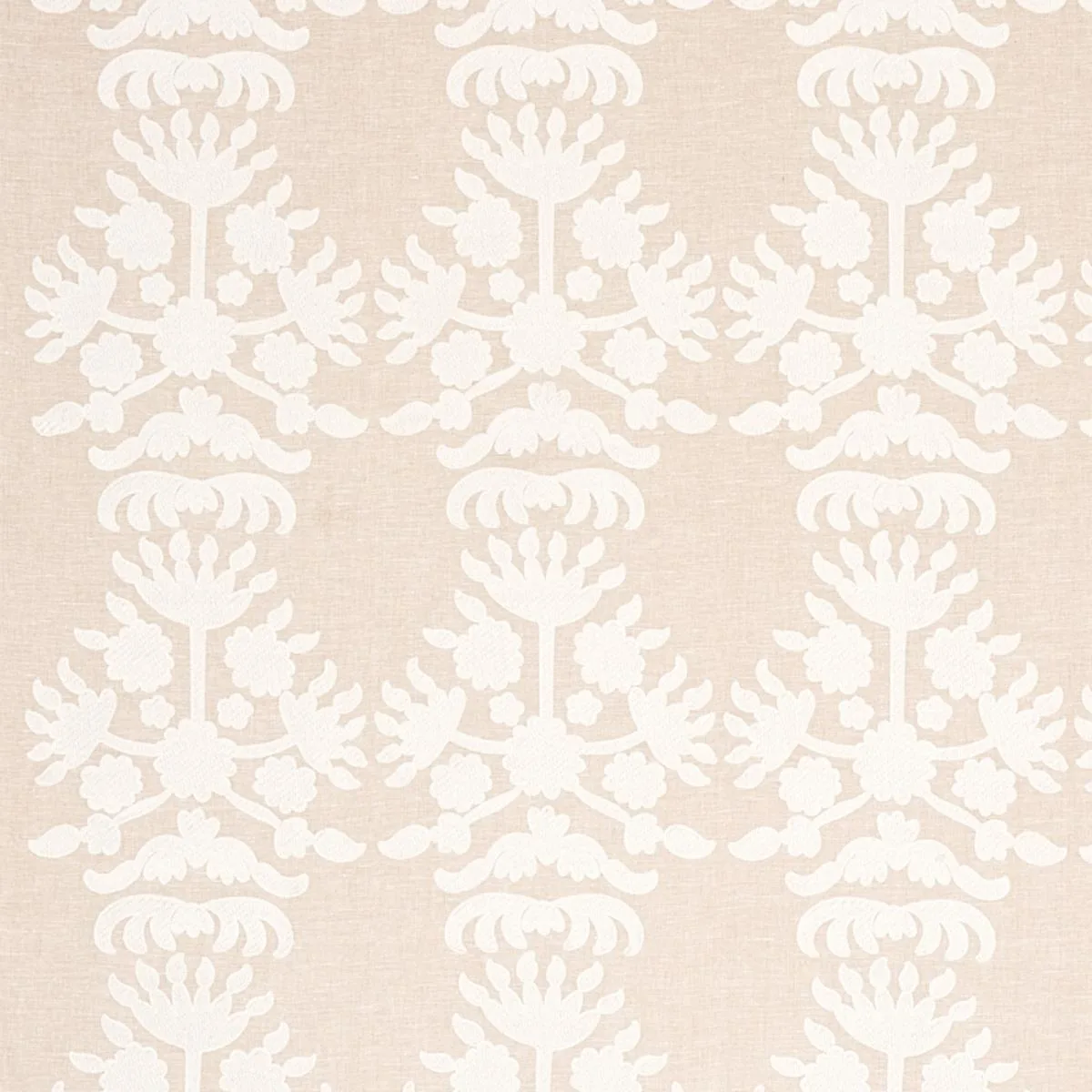 Schumacher 79472 Cybele Embroidery Natural fabric swatch