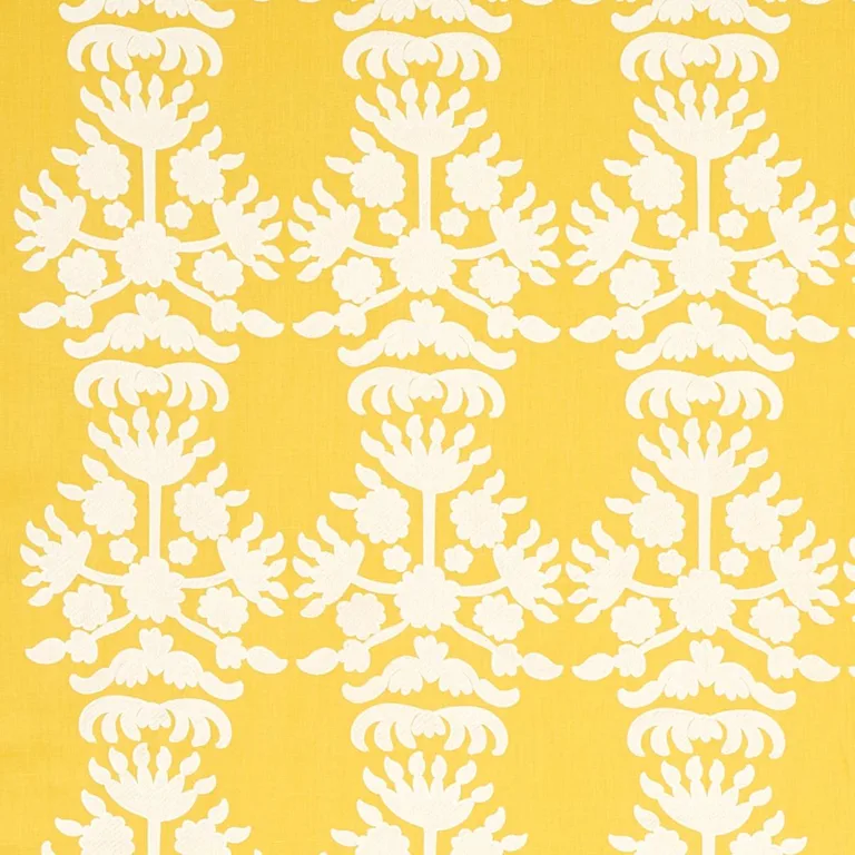 Schumacher 79471 Cybele Embroidery Yellow fabric swatch