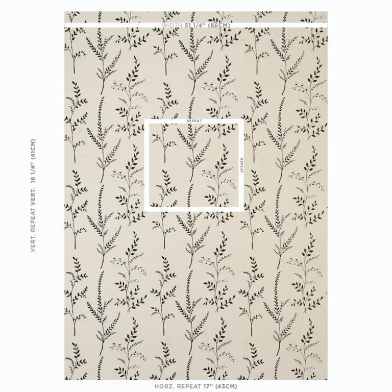 Schumacher 78352 Cynthia Embroidered Print Black fabric swatch