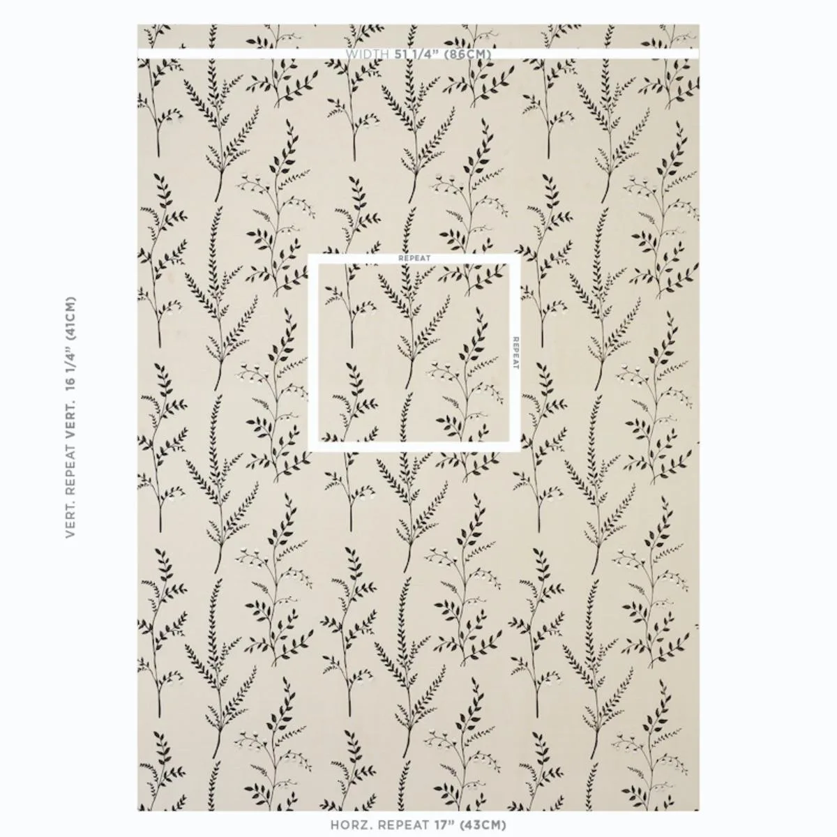 Schumacher 78352 Cynthia Embroidered Print Black fabric swatch