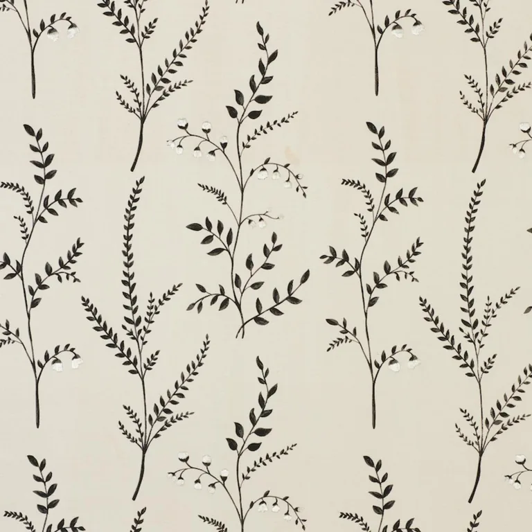 Schumacher 78352 Cynthia Embroidered Print Black fabric swatch