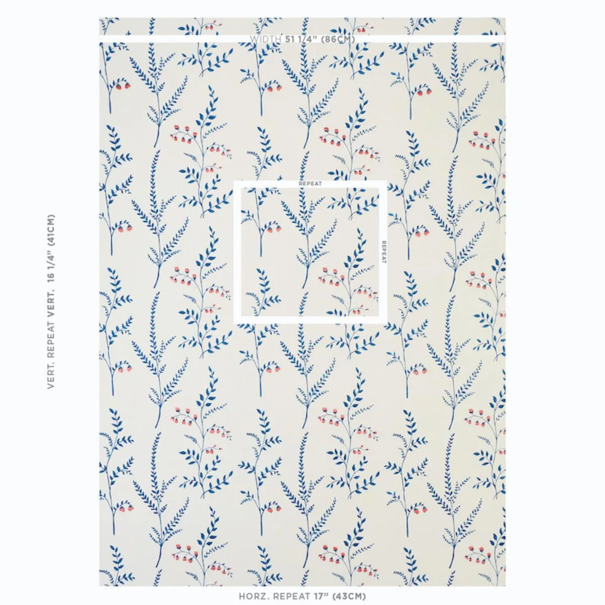 Schumacher 78350 Cynthia Embroidered Print Blue fabric swatch