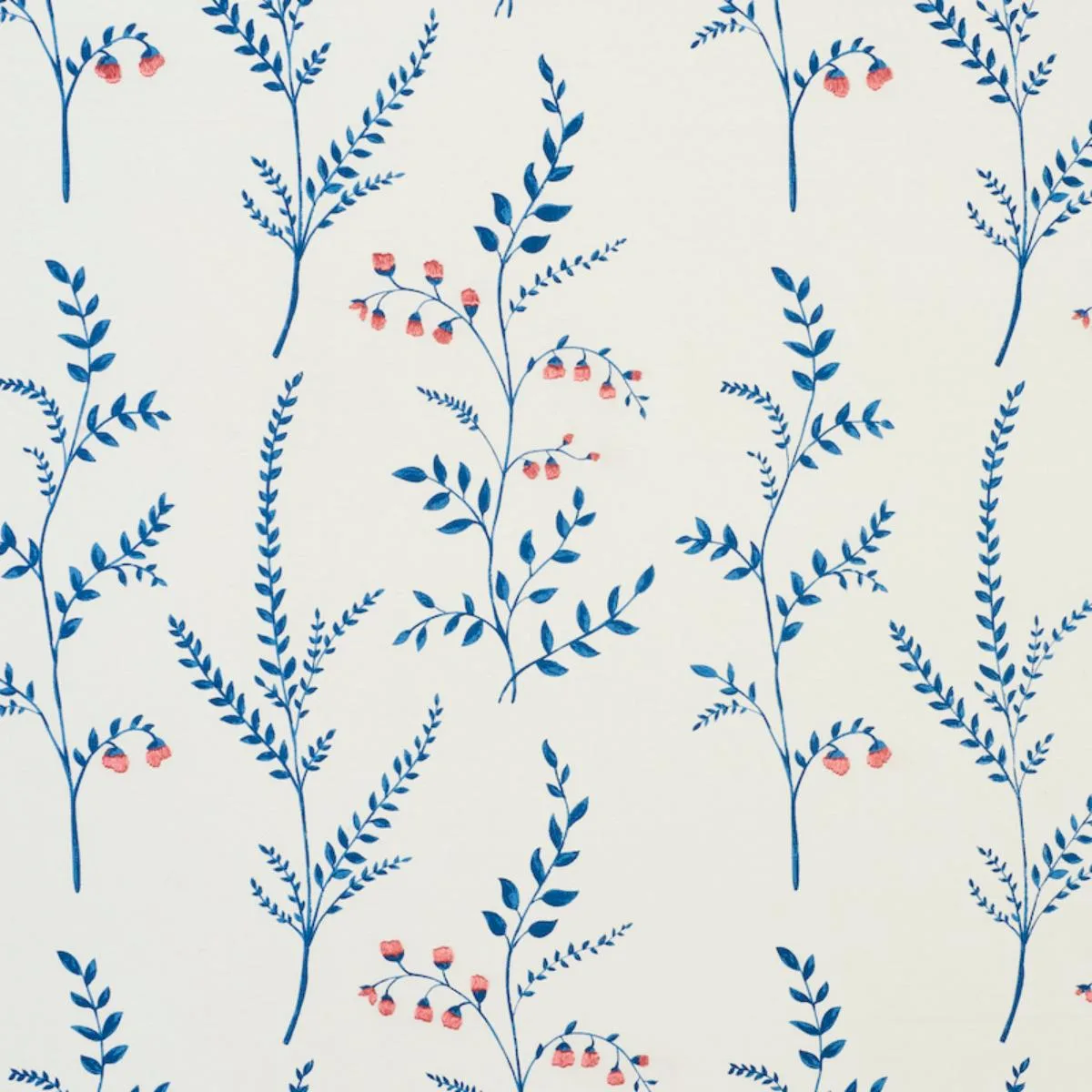 Schumacher 78350 Cynthia Embroidered Print Blue fabric swatch