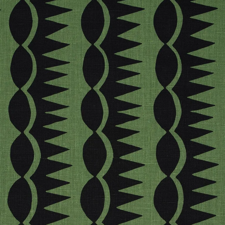 Schumacher 181532 Dagger Stripe Black On Green fabric swatch
