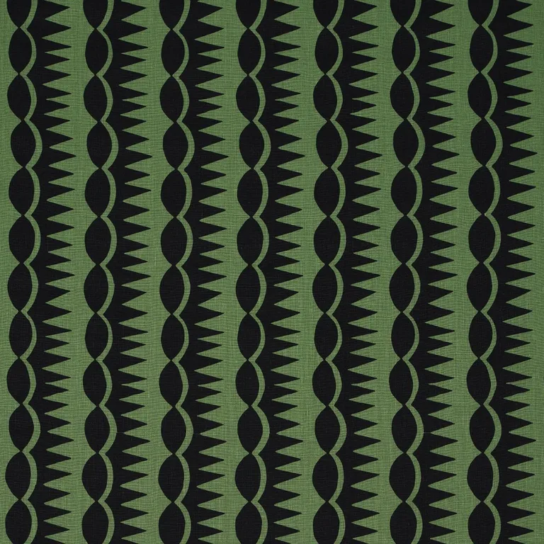 Schumacher 181532 Dagger Stripe Black On Green fabric swatch