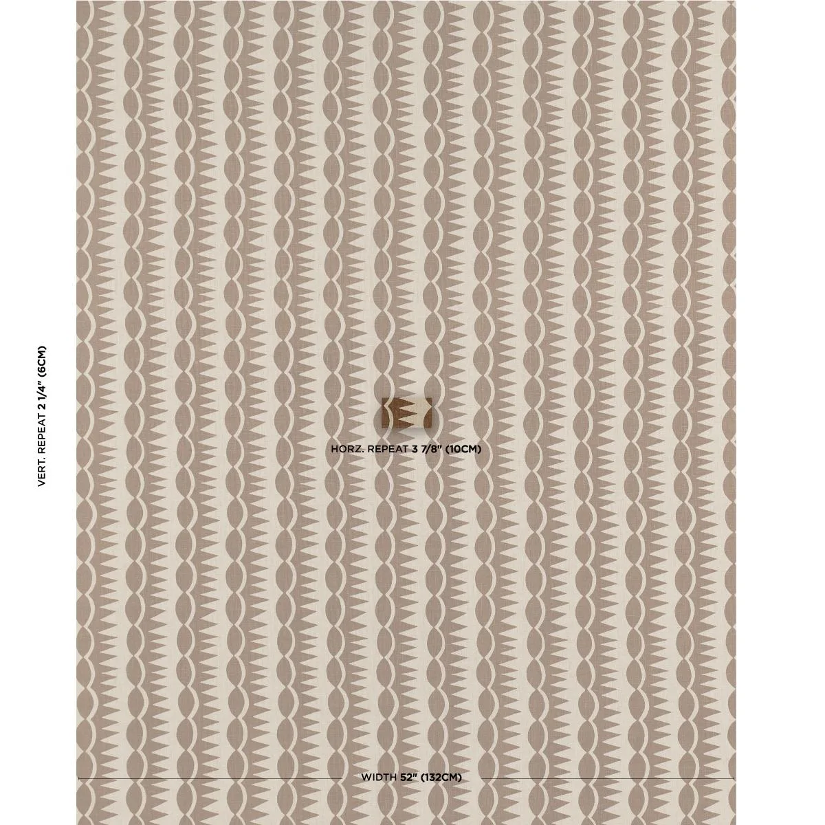 Schumacher 181530 Dagger Stripe Brown On Natural fabric swatch
