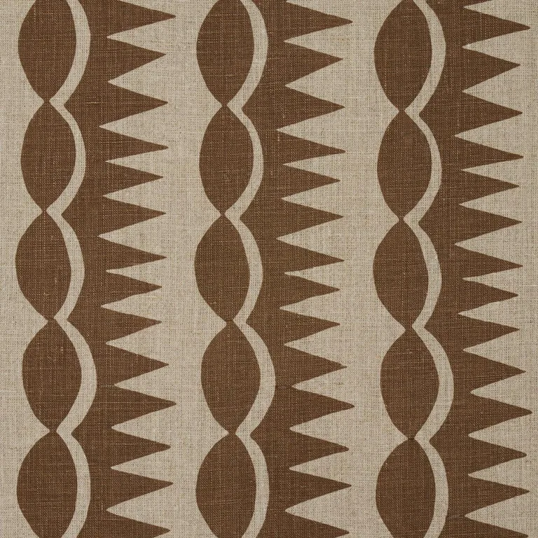 Schumacher 181530 Dagger Stripe Brown On Natural fabric swatch