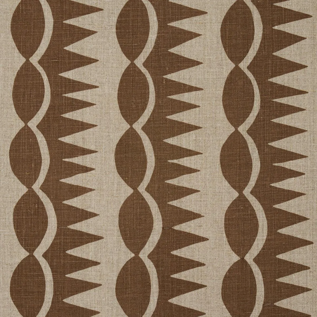 Schumacher 181530 Dagger Stripe Brown On Natural fabric swatch