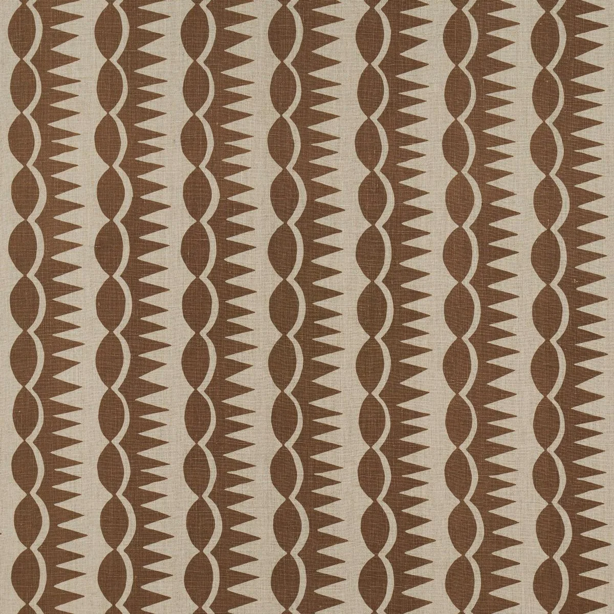 Schumacher 181530 Dagger Stripe Brown On Natural fabric swatch