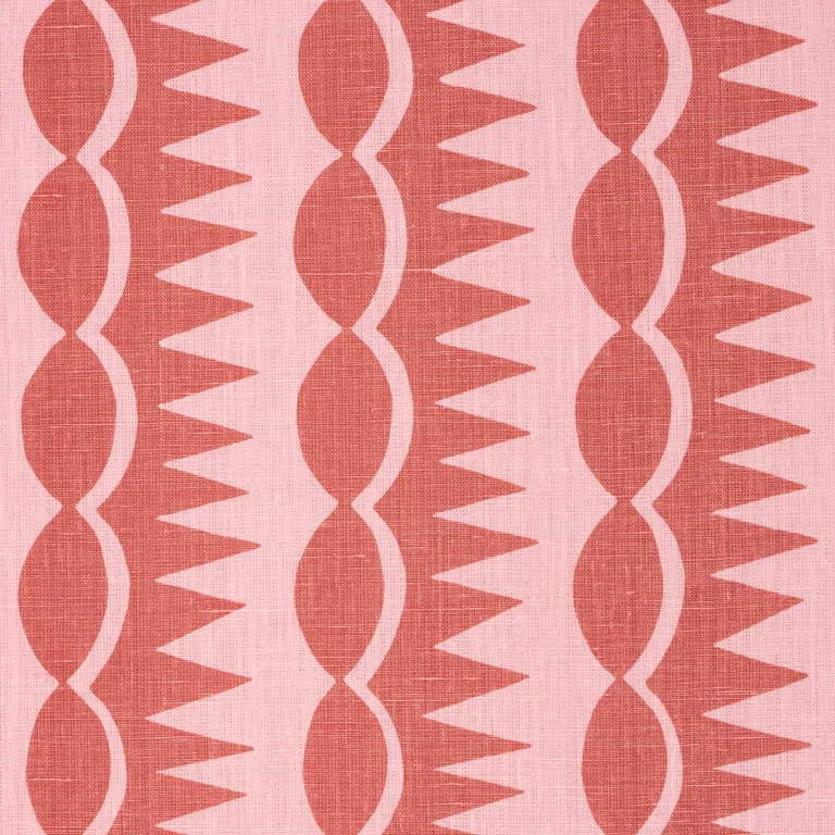Schumacher 181531 Dagger Stripe Red On Pink fabric swatch
