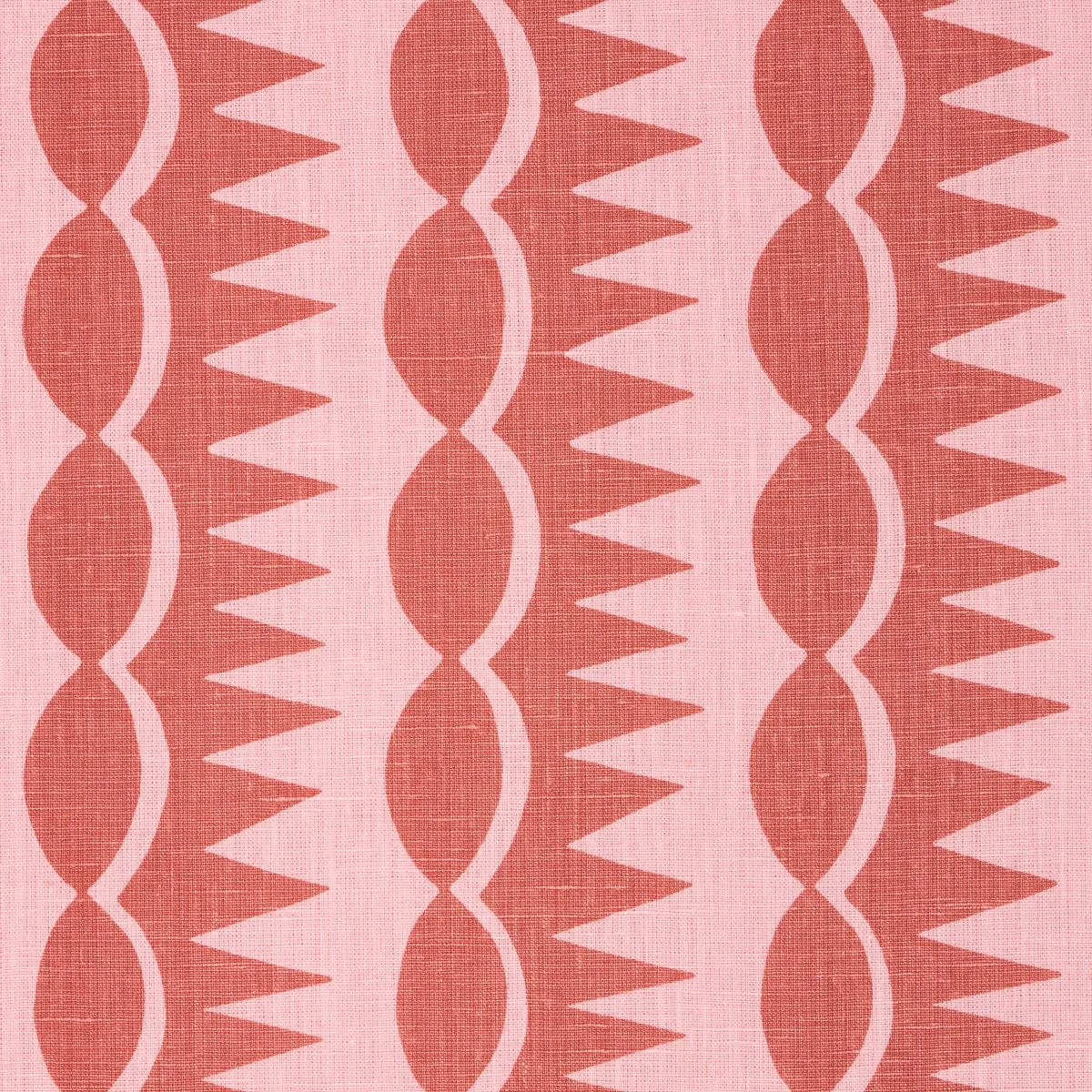Schumacher 181531 Dagger Stripe Red On Pink fabric swatch