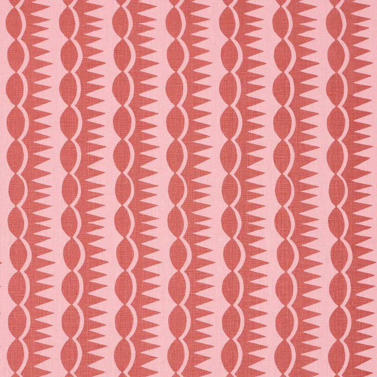 Schumacher 181531 Dagger Stripe Red On Pink fabric swatch