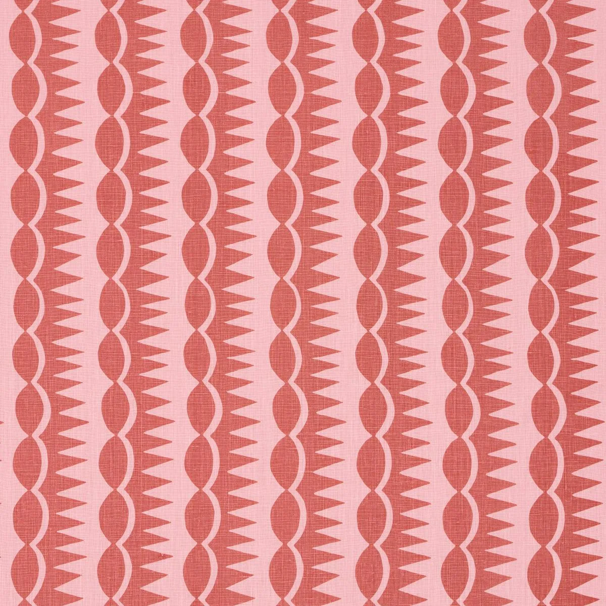 Schumacher 181531 Dagger Stripe Red On Pink fabric swatch