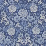 Schumacher 182972 Dahlia Garden Blue And White fabric swatch