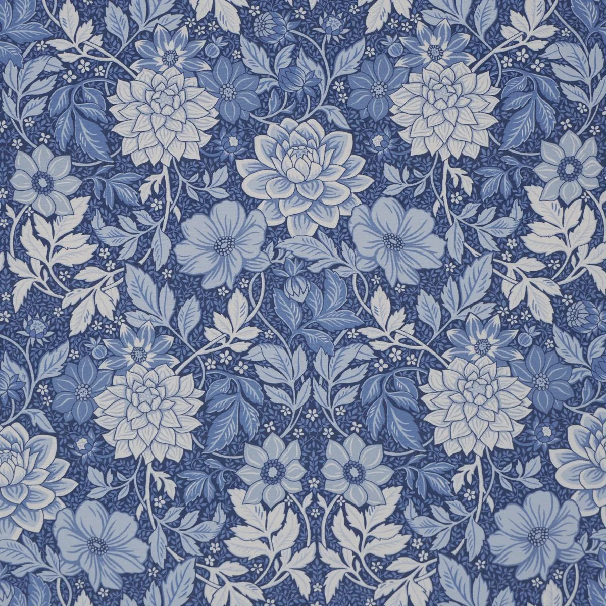 Schumacher 182972 Dahlia Garden Blue And White fabric swatch