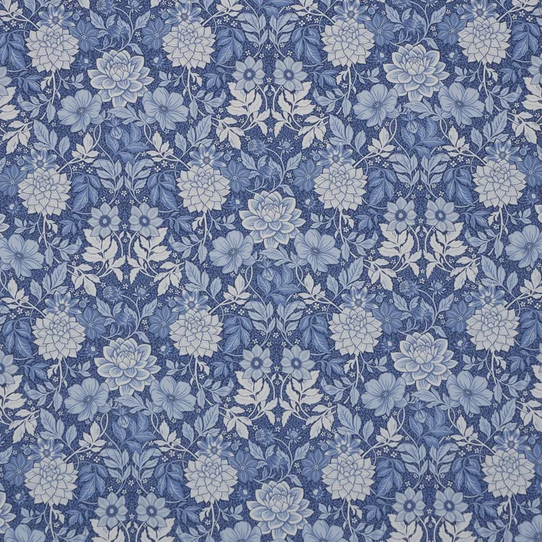 Schumacher 182972 Dahlia Garden Blue And White fabric swatch