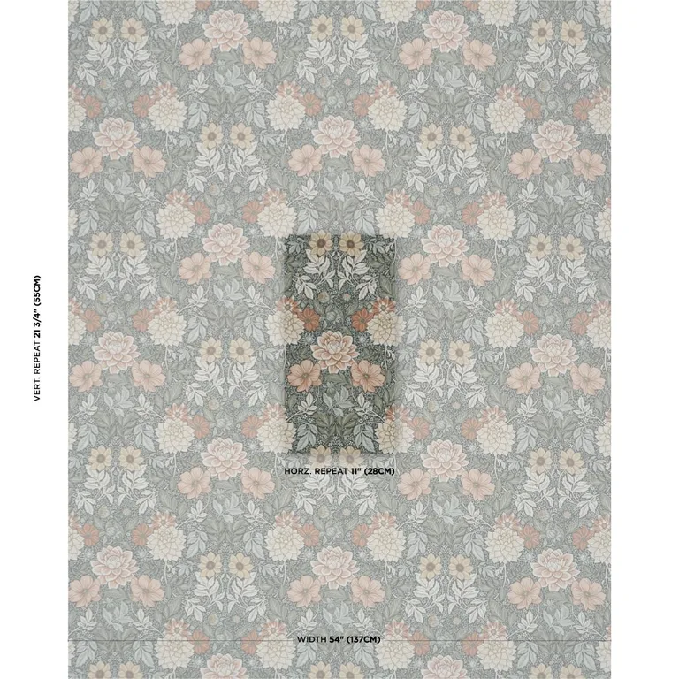 Schumacher 182970 Dahlia Garden Green fabric swatch