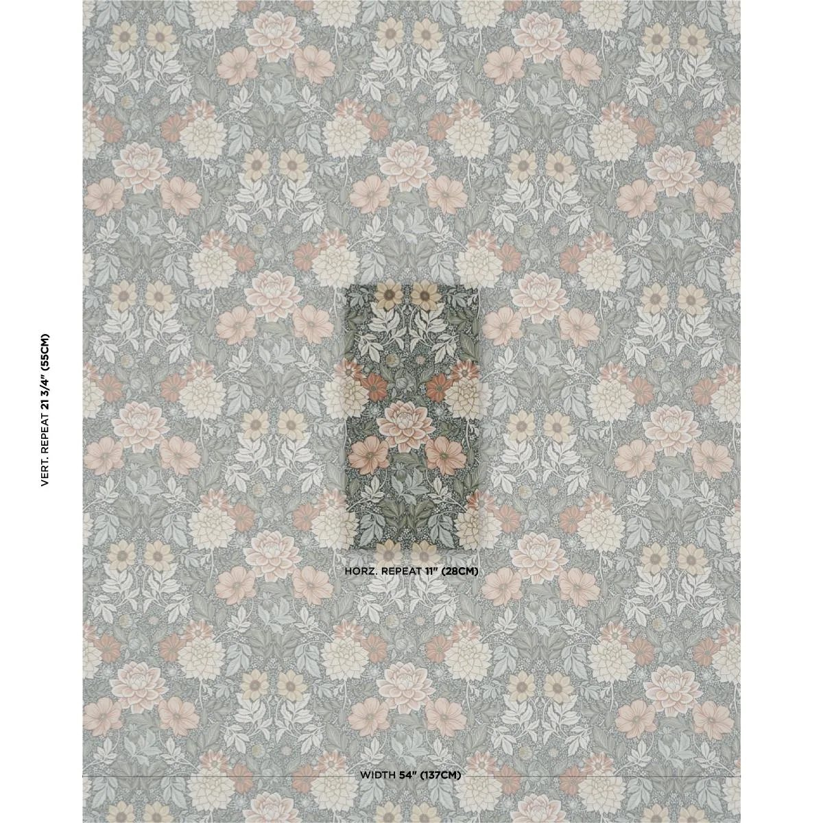 Schumacher 182970 Dahlia Garden Green fabric swatch