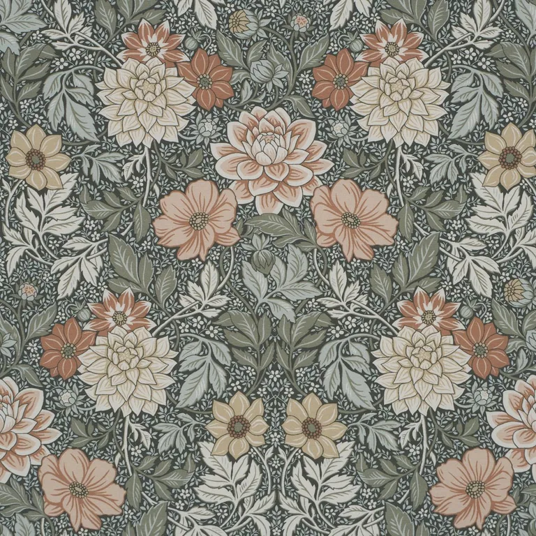 Schumacher 182970 Dahlia Garden Green fabric swatch