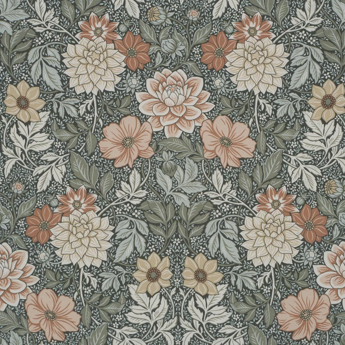 Schumacher 182970 Dahlia Garden Green fabric swatch