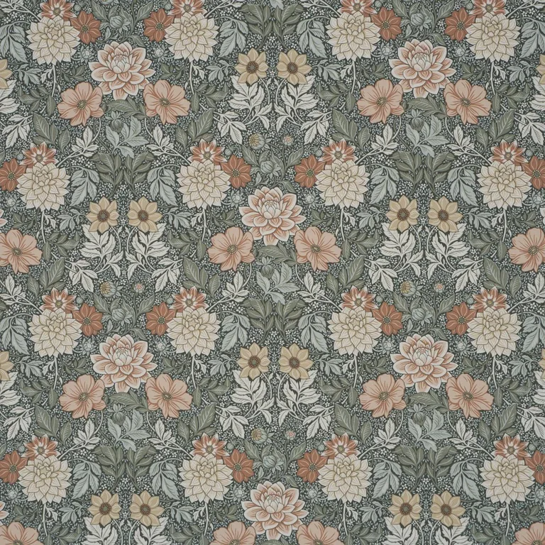 Schumacher 182970 Dahlia Garden Green fabric swatch