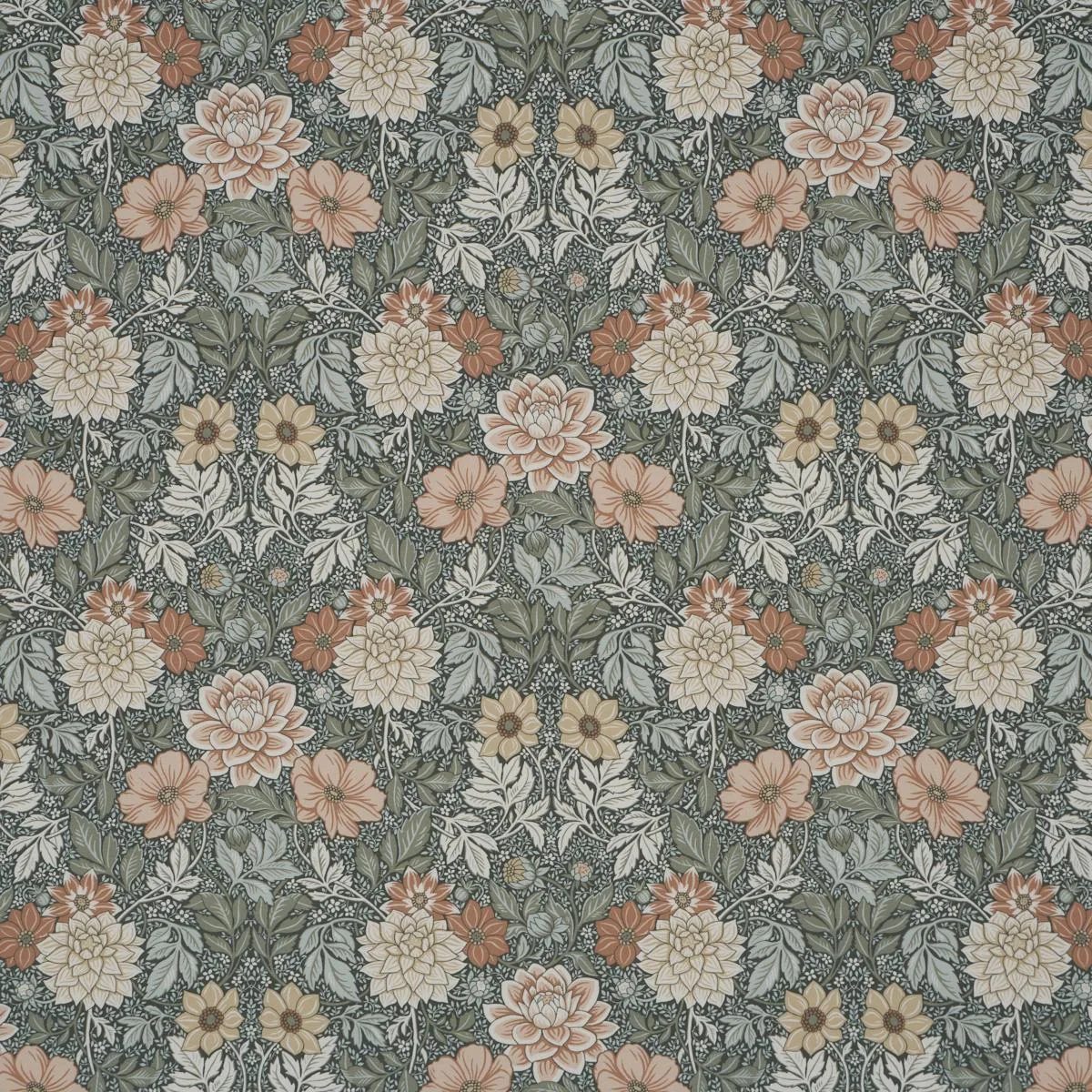 Schumacher 182970 Dahlia Garden Green fabric swatch