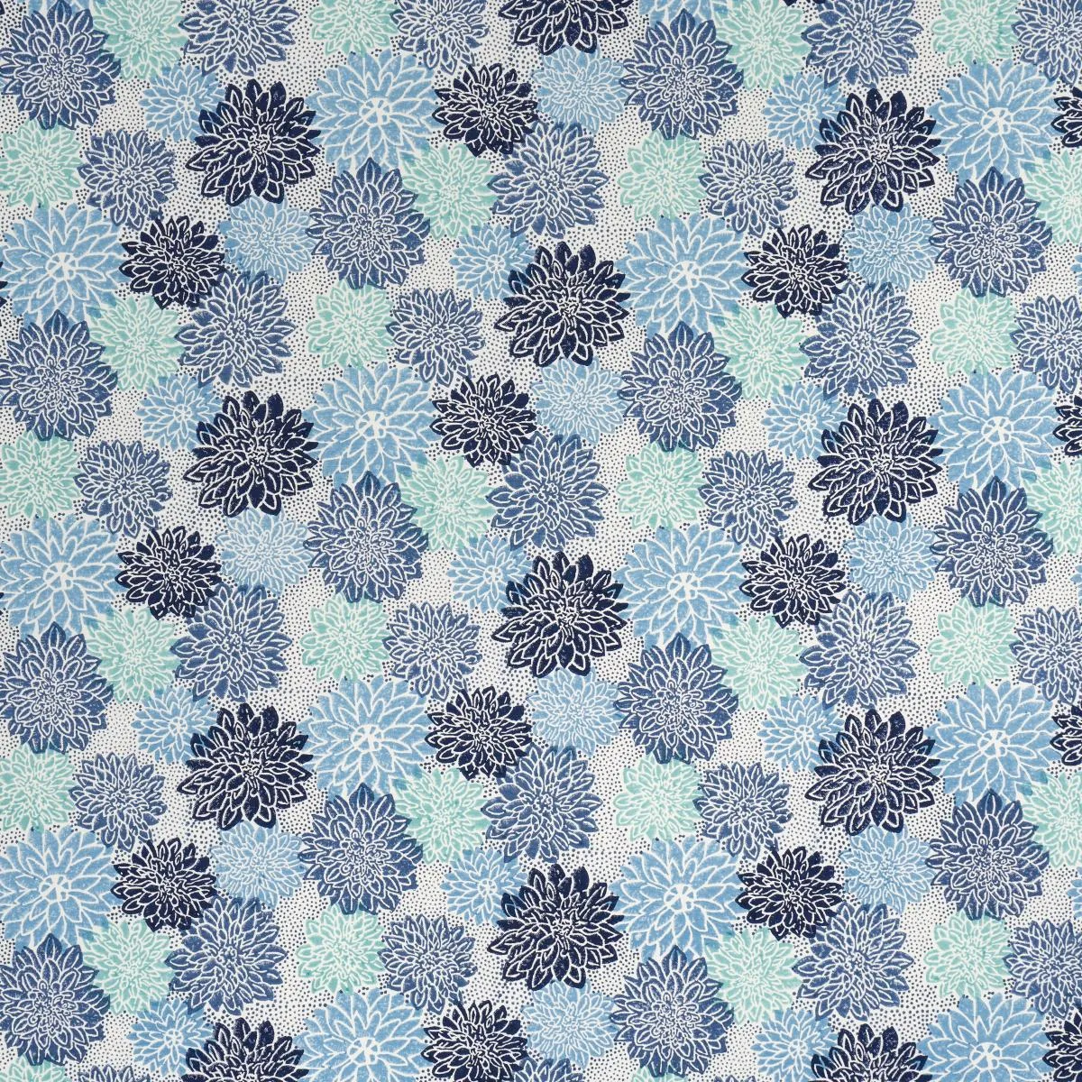 Schumacher 181800 Dahlia Hand Block Print Blues fabric swatch