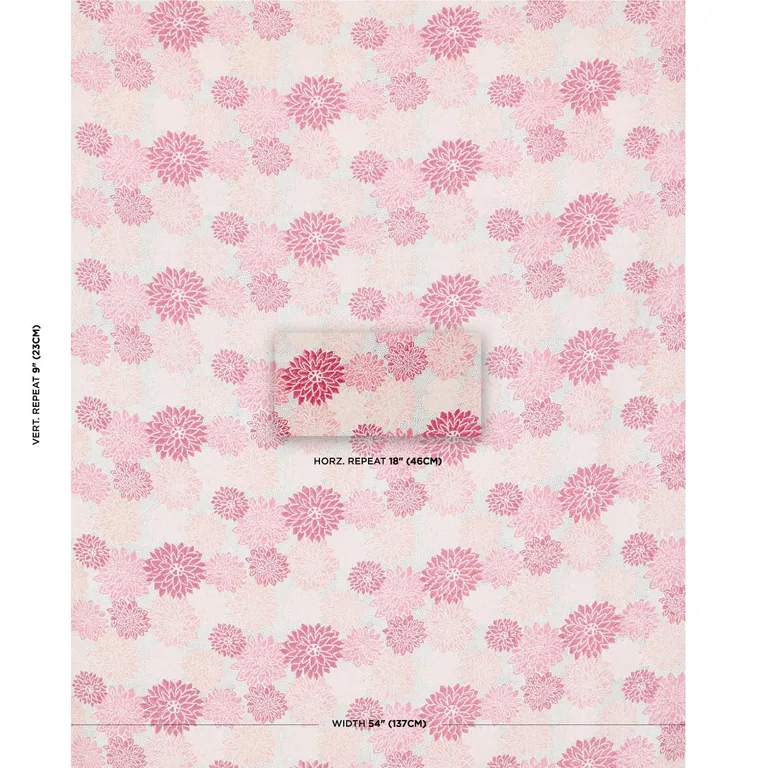 Schumacher 181801 Dahlia Hand Block Print Hot Pink fabric swatch