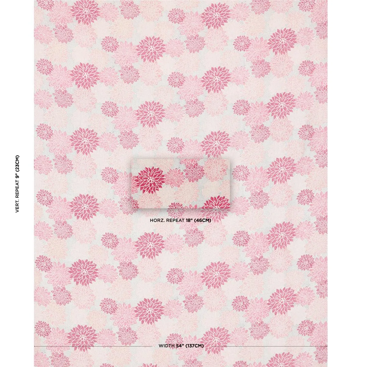 Schumacher 181801 Dahlia Hand Block Print Hot Pink fabric swatch