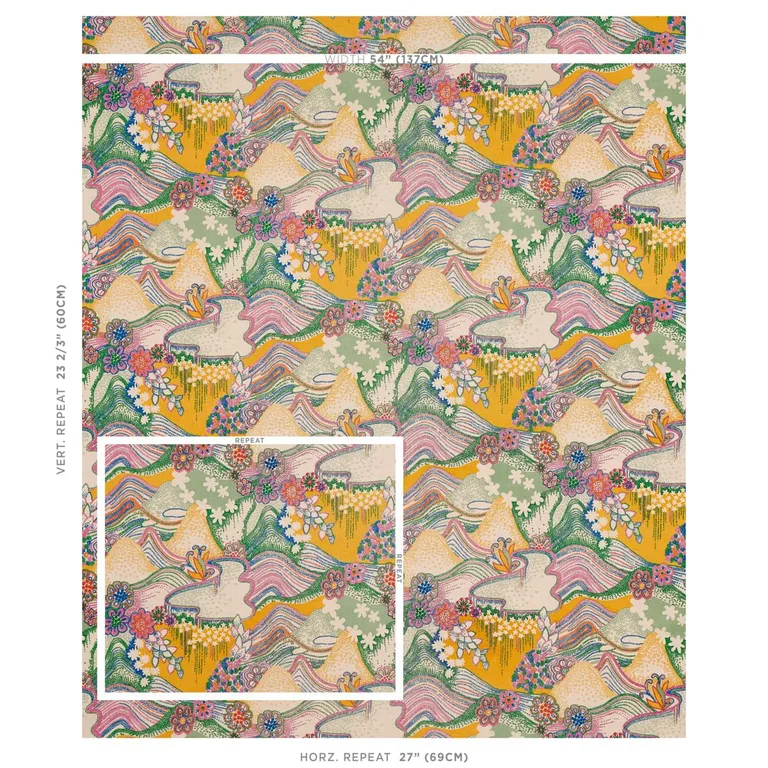 Schumacher 180132 Daisy Chain Light Multi fabric swatch
